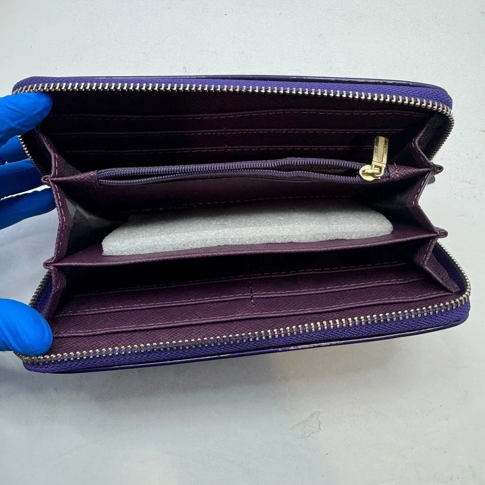 Bottari Wallet Women OS Purple Patent Leather Zip Around‎ Accordion 1078TP